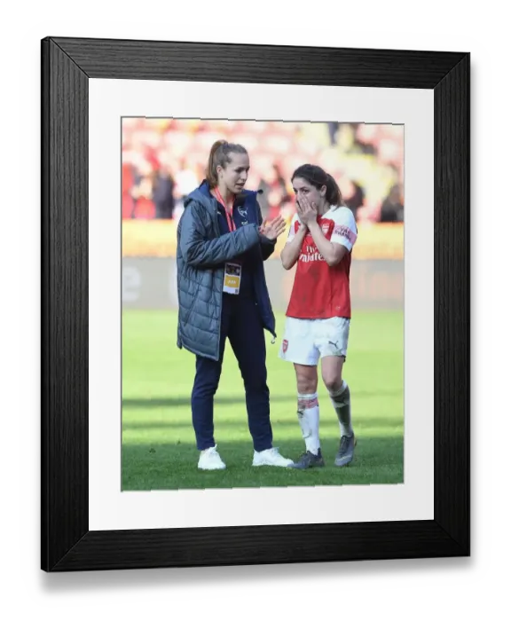 Framed Print : Arsenal Women's Team: Van de Donk and Walti in Deep Conversation after FA Womens Continental League Cup Final vs Manchester City Framed Print : Arsenal Women's Team: Van de Donk and Walti in Deep Conversation after FA Womens Continental League Cup Final vs Manchester City