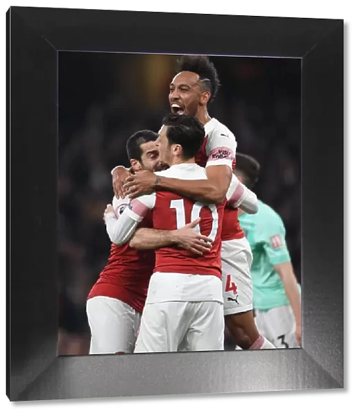 Arsenal's Mkhitaryan, Ozil, and Aubameyang Celebrate Goals Against Bournemouth (2018-19)
