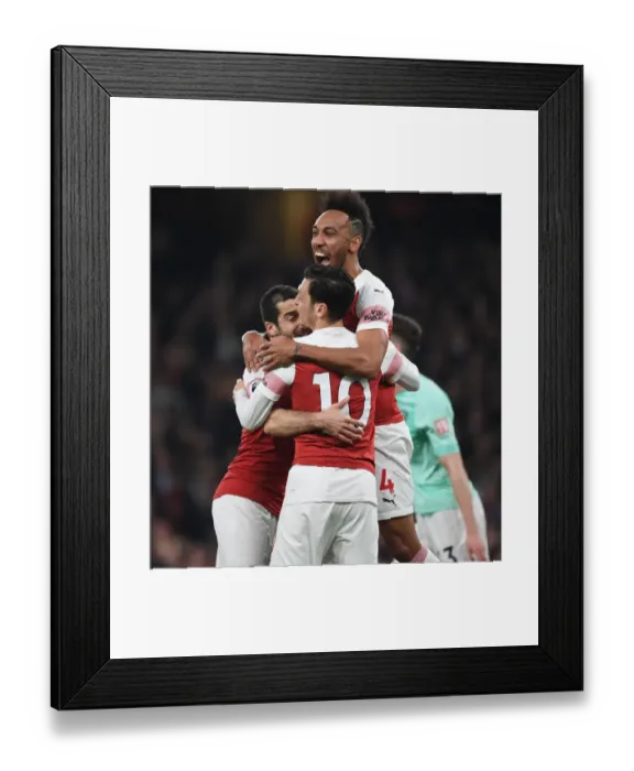 Framed Print : Arsenal's Mkhitaryan, Ozil, and Aubameyang Celebrate Goals Against Bournemouth (2018-19) Framed Print : Arsenal's Mkhitaryan, Ozil, and Aubameyang Celebrate Goals Against Bournemouth (2018-19)