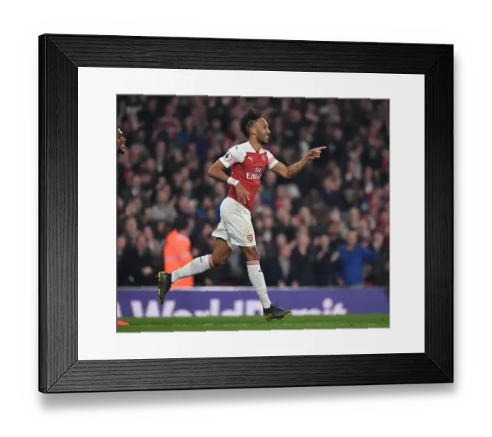 Framed Print : Arsenal's Aubameyang Scores Fourth Goal vs. Bournemouth in 2018-19 Premier League