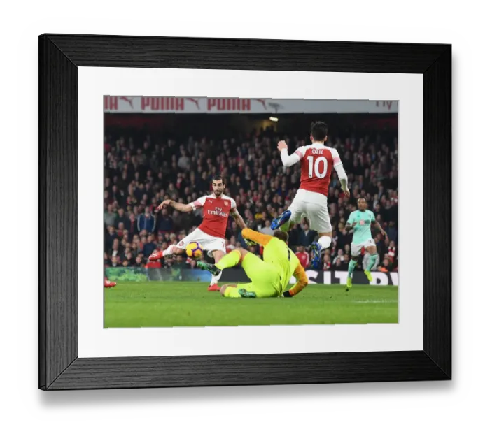Framed Print : Arsenal's Mkhitaryan Scores Second Goal Against Bournemouth, Ozil Assists (2018-19) Framed Print : Arsenal's Mkhitaryan Scores Second Goal Against Bournemouth, Ozil Assists (2018-19)