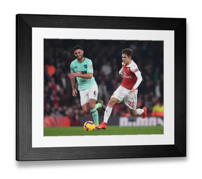 Framed Print : Denis Suarez Outwits Andrew Surman: Arsenal's Premier League Triumph Over Bournemouth