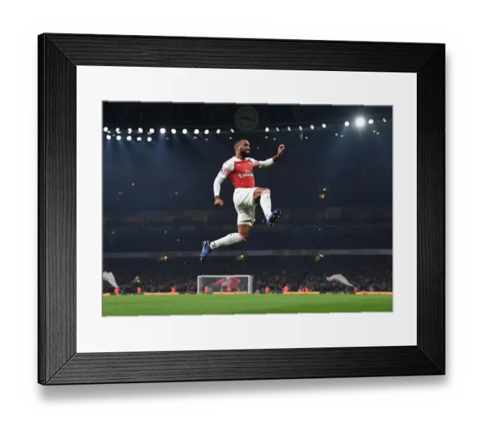Framed Print : Arsenal's Lacazette Scores Fifth Goal in Emirates Victory over Bournemouth (2018-19)