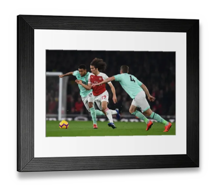 Framed Print : Arsenal's Guendouzi Clashes with Bournemouth's Gosling and King: A Tense Moment from the Premier League Match Framed Print : Arsenal's Guendouzi Clashes with Bournemouth's Gosling and King: A Tense Moment from the Premier League Match