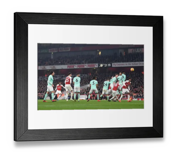 Framed Print : Alexandre Lacazette Scores Arsenal's Fifth Goal vs Bournemouth, Premier League 2018-19