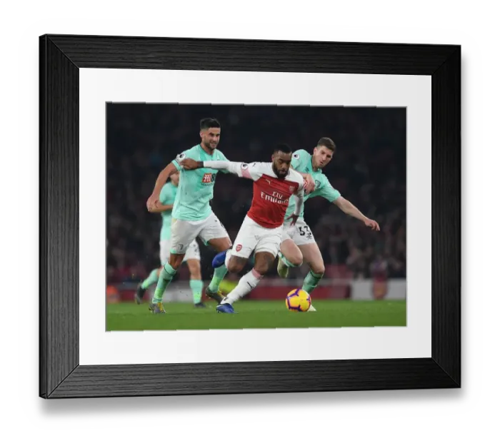 Framed Print : Arsenal's Lacazette Breaks Through Bournemouth Defense Framed Print : Arsenal's Lacazette Breaks Through Bournemouth Defense