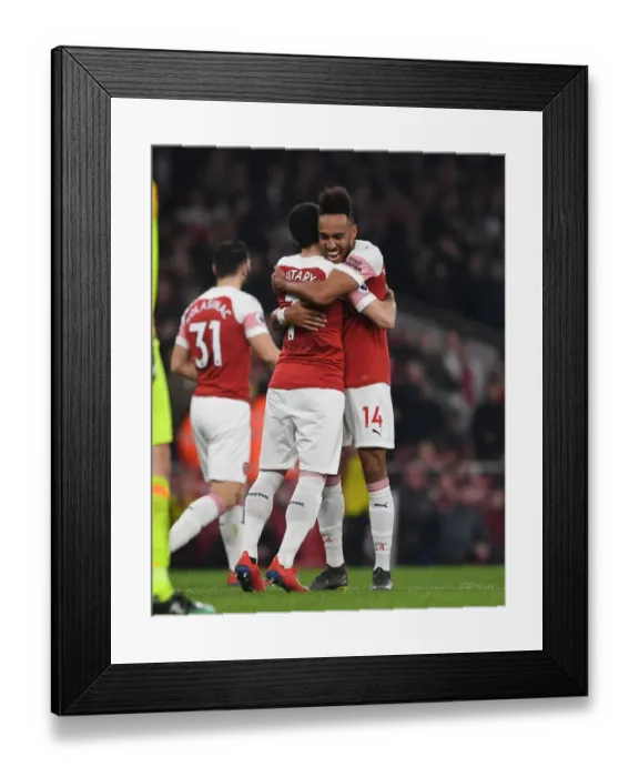 Framed Print : Arsenal's Mkhitaryan and Aubameyang: A Dynamic Duo in Action - Scoring Glory Against Bournemouth, Premier League 2018-19 Framed Print : Arsenal's Mkhitaryan and Aubameyang: A Dynamic Duo in Action - Scoring Glory Against Bournemouth, Premier League 2018-19