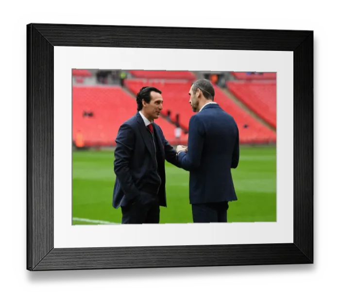 Framed Print : Unai Emery and Martin Keown: A Pre-Match Conversation Before the Tottenham-Arsenal Rivalry