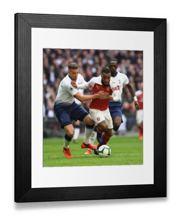 Framed Print : Clash of Titans: Lacazette vs. Alderweireld - Tottenham vs. Arsenal, Premier League 2018-19