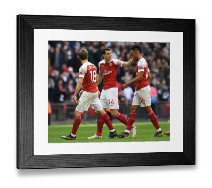 Framed Print : Consoling Aubameyang: A Moment of Empathy Between Xhaka and Arsenal Teammate Amidst Rivalry Framed Print : Consoling Aubameyang: A Moment of Empathy Between Xhaka and Arsenal Teammate Amidst Rivalry