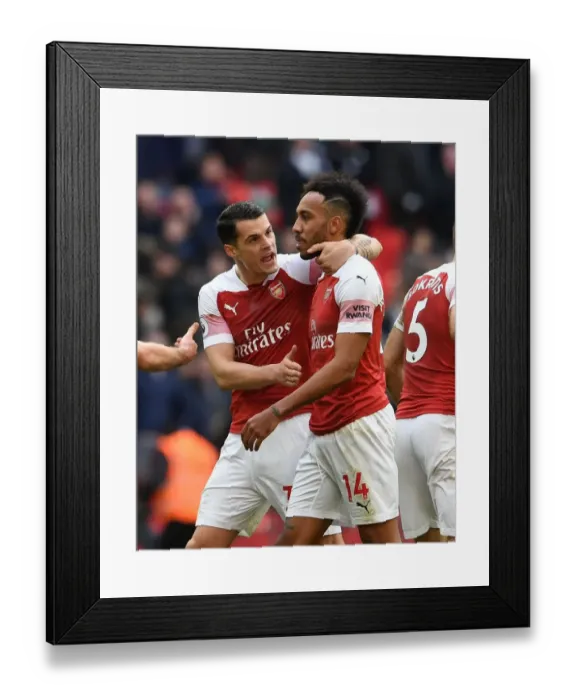 Framed Print : Consoling Aubameyang: Xhaka's Emotional Moment after Arsenal's Loss to Tottenham Framed Print : Consoling Aubameyang: Xhaka's Emotional Moment after Arsenal's Loss to Tottenham