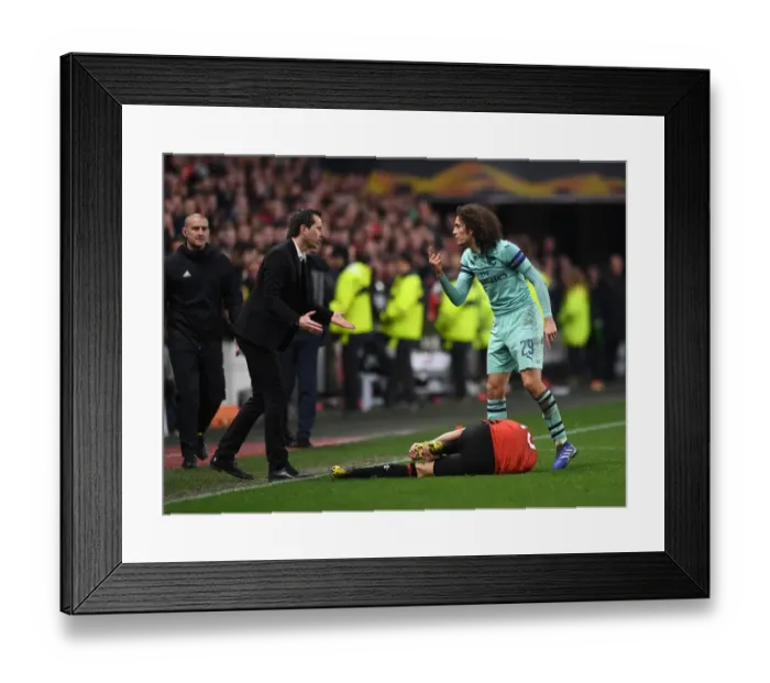 Framed Print : Guendouzi and Stephane: A Moment of Respite Amidst Europa League Tensions (Stade Rennes vs Arsenal, 2018-19) Framed Print : Guendouzi and Stephane: A Moment of Respite Amidst Europa League Tensions (Stade Rennes vs Arsenal, 2018-19)