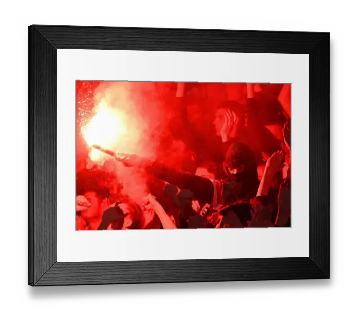 Framed Print : Arsenal vs. Stade Rennais: Europa League Clash - Fans Wield Flares in Rennes Framed Print : Arsenal vs. Stade Rennais: Europa League Clash - Fans Wield Flares in Rennes