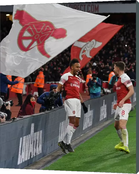 Arsenal's Aubameyang and Ramsey Celebrate Goals Against Manchester United (2018-19)