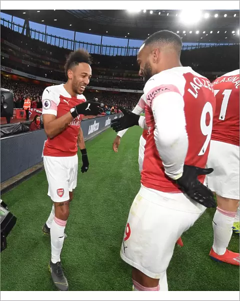 Arsenal's Aubameyang and Lacazette Celebrate Double Strike Against Manchester United (2018-19)