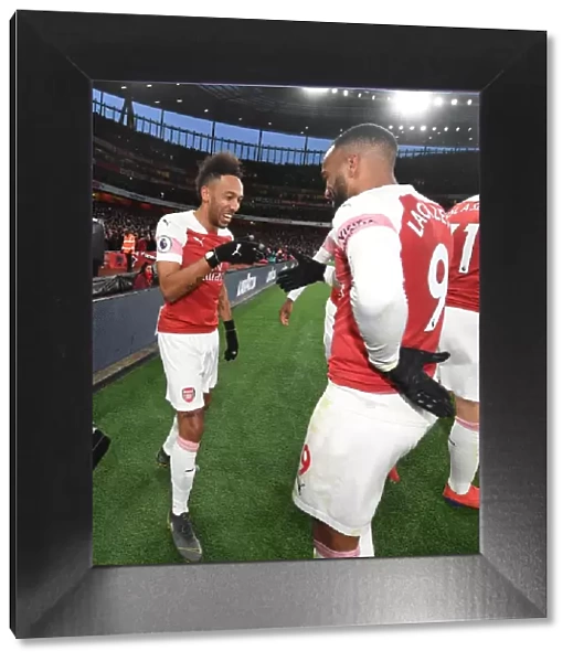 Arsenal's Aubameyang and Lacazette Celebrate Double Strike Against Manchester United (2018-19)