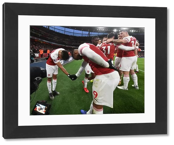 Arsenal's Aubameyang and Lacazette Celebrate Goals Against Manchester United (2018-19)