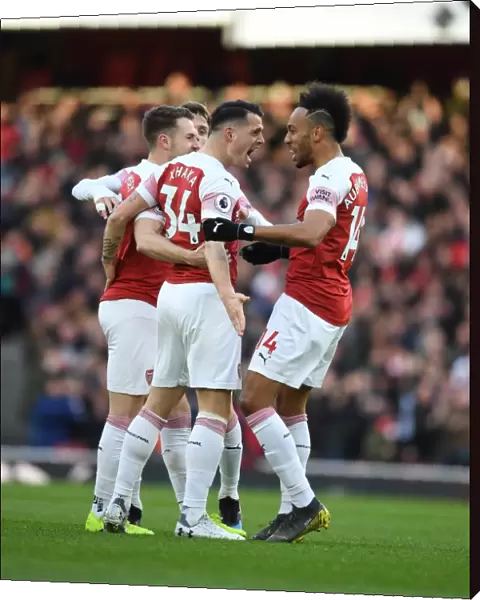 Arsenal's Xhaka and Aubameyang Celebrate Goal Against Manchester United (2018-19)