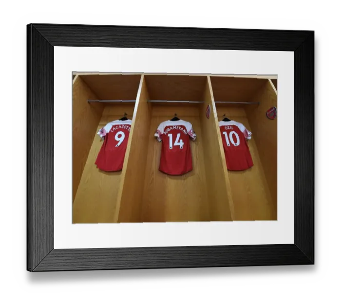 Framed Print : Arsenal's Big Three: Aubameyang, Lacazette, Ozil (Arsenal v Manchester United, 2018-19)