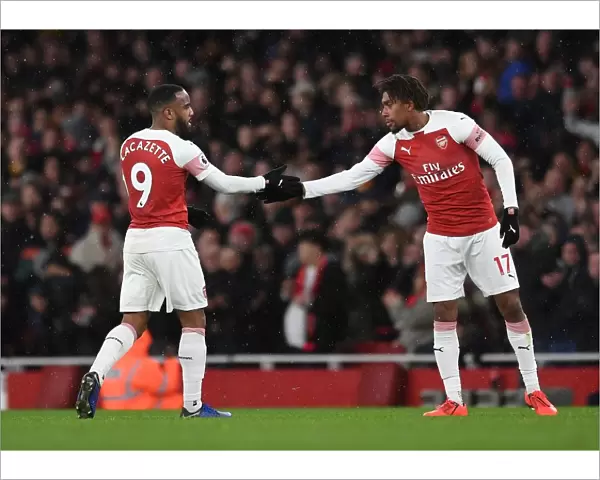 Arsenal's Iwobi and Lacazette in Action against Manchester United, Premier League 2018-19