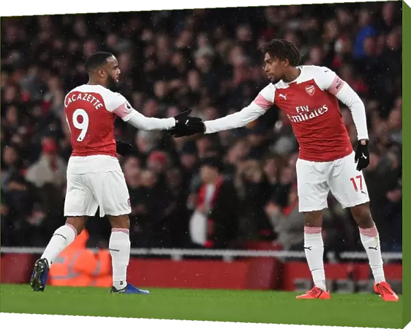 Arsenal's Iwobi and Lacazette in Action against Manchester United, Premier League 2018-19