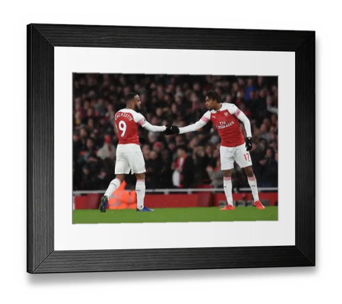 Framed Print : Arsenal's Iwobi and Lacazette in Action against Manchester United, Premier League 2018-19 Framed Print : Arsenal's Iwobi and Lacazette in Action against Manchester United, Premier League 2018-19