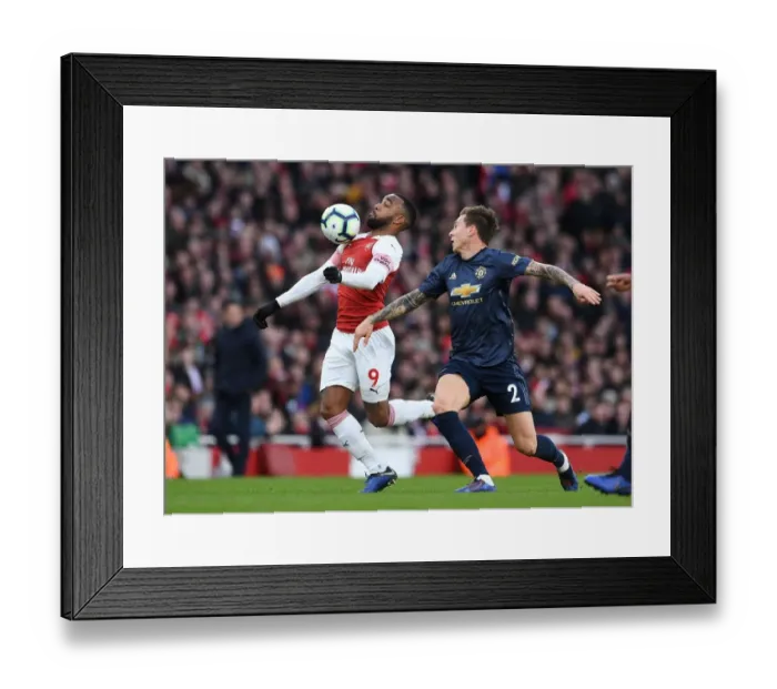 Framed Print : Clash of Titans: Lacazette vs. Lindelof - Arsenal vs. Manchester United (2018-19)