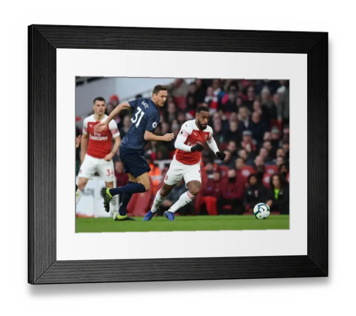 Framed Print : Clash of Titans: Lacazette vs. Matic - Arsenal vs. Manchester United, Premier League