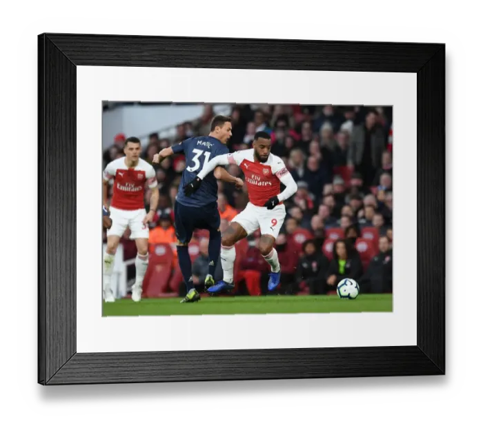 Framed Print : Clash of Titans: Lacazette vs. Matic - Arsenal vs. Manchester United: A Football Rivalry Framed Print : Clash of Titans: Lacazette vs. Matic - Arsenal vs. Manchester United: A Football Rivalry