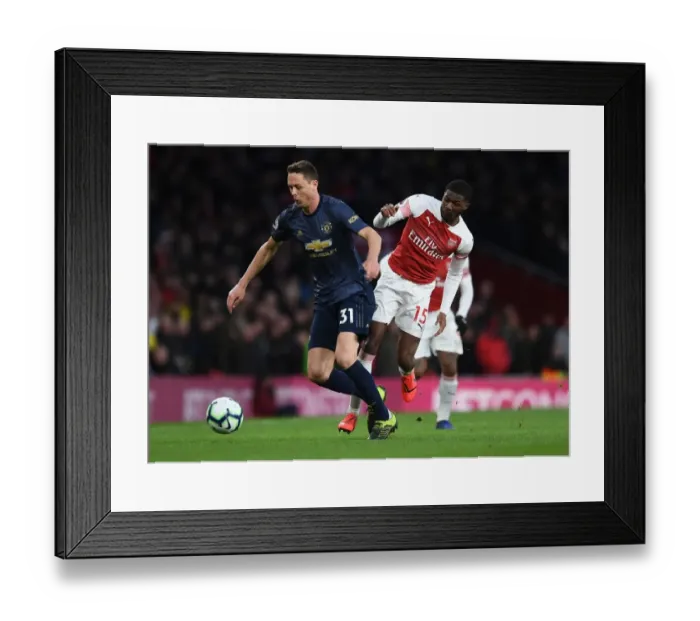 Framed Print : Clash of Midfield Titans: Ainsley Maitland-Niles vs. Nemanja Matic (Arsenal vs. Manchester United, 2018-19)