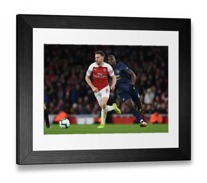 Framed Print : Clash of Midfield Titans: Ramsey vs. Pogba - Arsenal vs. Manchester United, Premier League