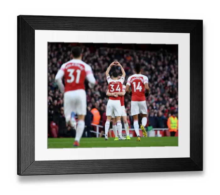 Framed Print : Granit Xhaka's Thrilling Goal: Arsenal's Victory Over Manchester United, Premier League 2018-19