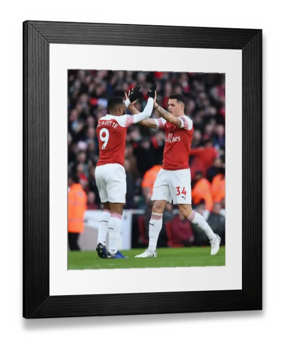 Framed Print : Xhaka and Lacazette Celebrate Goal: Arsenal vs Manchester United, Premier League 2018-19 Framed Print : Xhaka and Lacazette Celebrate Goal: Arsenal vs Manchester United, Premier League 2018-19