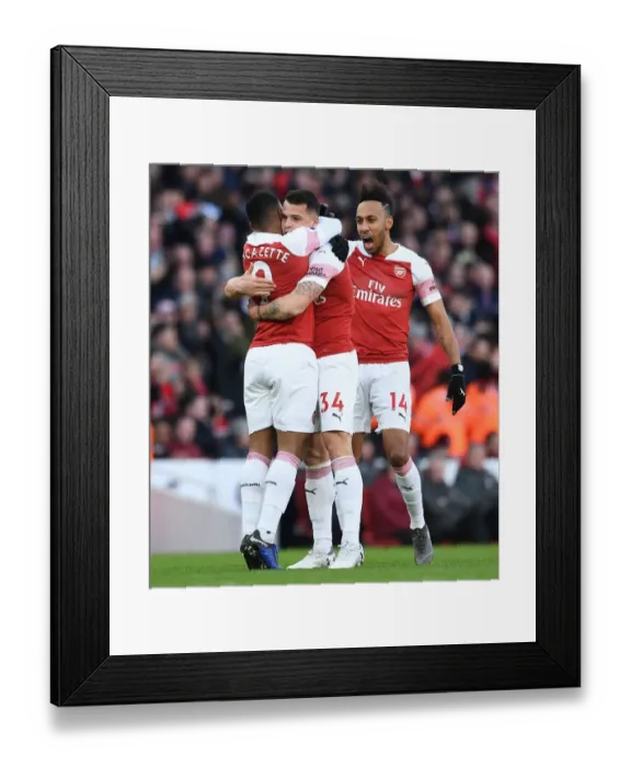 Framed Print : Arsenal's Xhaka and Lacazette: Unstoppable Scoring Duo Celebrate Goals vs Manchester United, Premier League 2018-19 Framed Print : Arsenal's Xhaka and Lacazette: Unstoppable Scoring Duo Celebrate Goals vs Manchester United, Premier League 2018-19