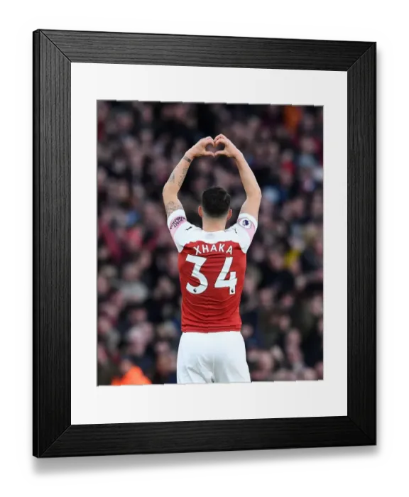 Framed Print : Granit Xhaka's Thrilling Goal: Arsenal's Triumph over Manchester United, Premier League 2018-19 Framed Print : Granit Xhaka's Thrilling Goal: Arsenal's Triumph over Manchester United, Premier League 2018-19