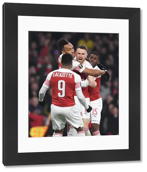 Arsenal Celebrate Aubameyang's Goal: Arsenal FC vs Stade Rennais, UEFA Europa League 2018-19