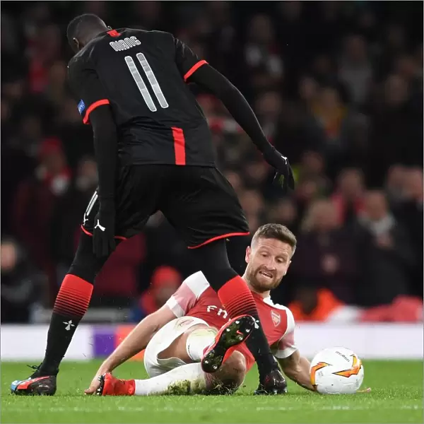 Arsenal's Mustafi Stops Rennes Niang in Europa League Clash