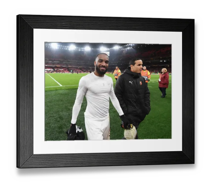 Framed Print : Arsenal's Alex Lacazette Reacts After Europa League Clash Against Stade Rennais Framed Print : Arsenal's Alex Lacazette Reacts After Europa League Clash Against Stade Rennais