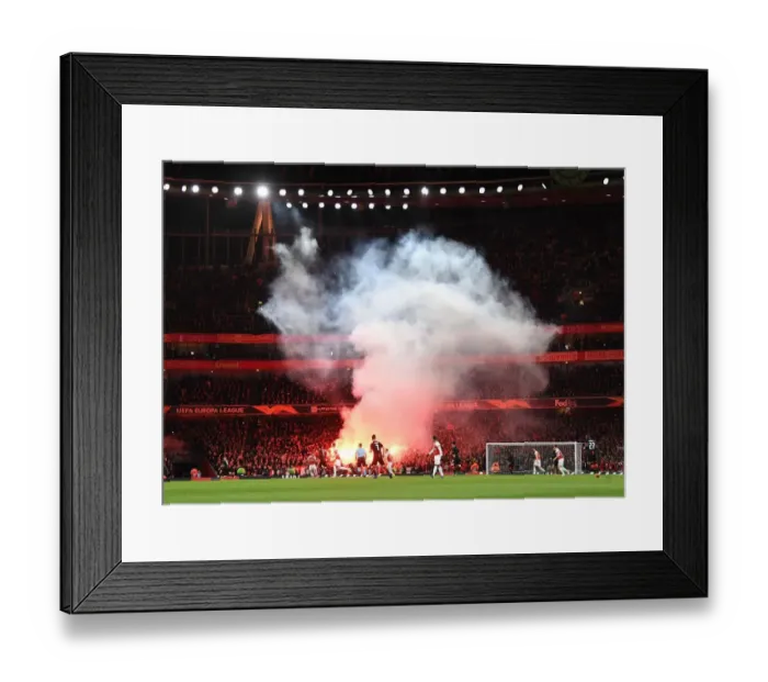 Framed Print : Arsenal vs. Stade Rennais: Europa League Clash Disrupted by Fan Tensions (2018-19)