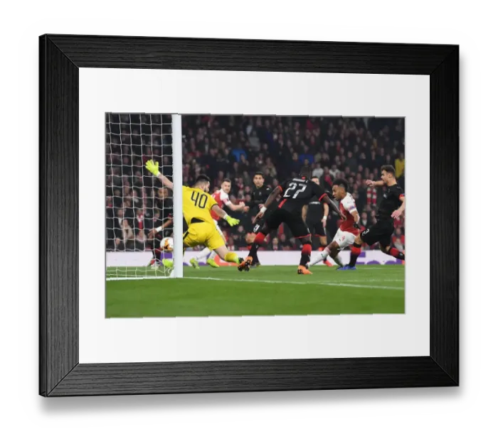 Framed Print : Aubameyang Scores First Goal: Arsenal vs Stade Rennais, UEFA Europa League Round of 16 (2018-19) Framed Print : Aubameyang Scores First Goal: Arsenal vs Stade Rennais, UEFA Europa League Round of 16 (2018-19)