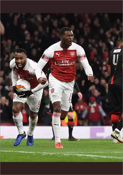 Arsenal Celebrate Ainsley Maitland-Niles and Alex Lacazette's Goals: Europa League Second Leg vs Stade Rennais (2018-19)