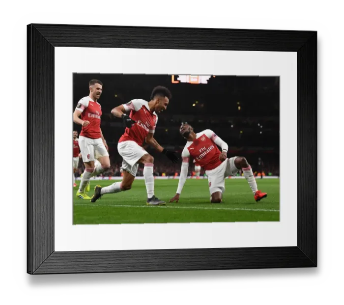Framed Print : Arsenal's Maitland-Niles and Aubameyang Celebrate Goals: Europa League Victory over Stade Rennais (2018-19) Framed Print : Arsenal's Maitland-Niles and Aubameyang Celebrate Goals: Europa League Victory over Stade Rennais (2018-19)