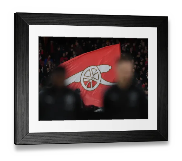 Framed Print : Arsenal flag. Arsenal 3:0 Stade Rennes Framed Print : Arsenal flag. Arsenal 3:0 Stade Rennes