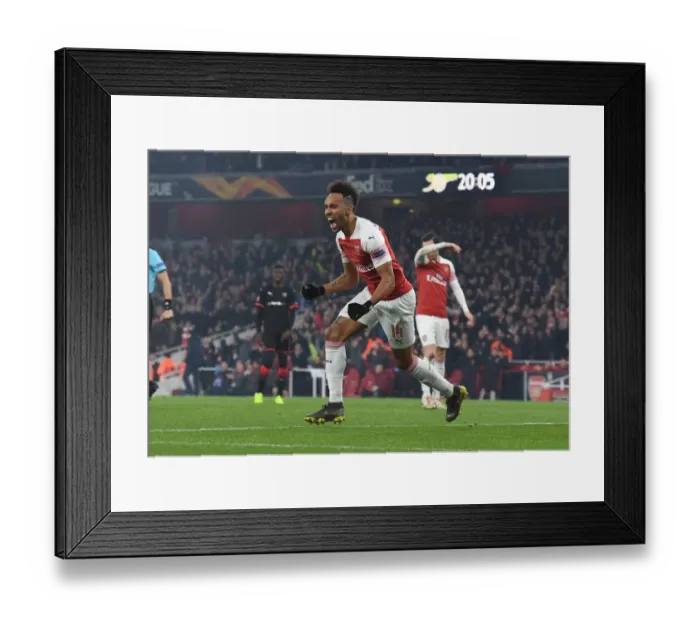 Framed Print : Pierre-Emerick Aubameyang's Thrilling Goal: Arsenal vs. Stade Rennais, UEFA Europa League 2019