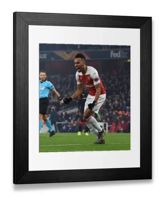 Framed Print : Arsenal's Europa League Victory: Aubameyang's Opener Against Stade Rennais (2019)