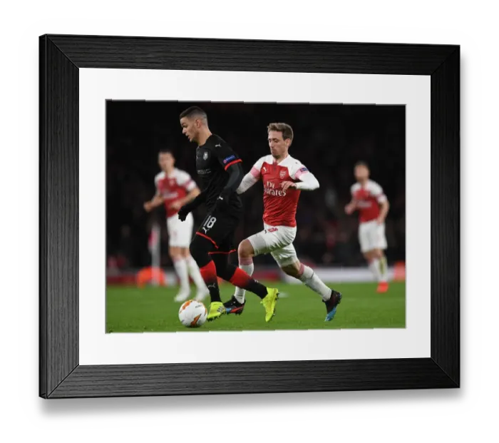 Framed Print : Clash of Stars: Monreal vs Ben Arfa in Europa League Showdown (Arsenal v Stade Rennais, 2018-19)