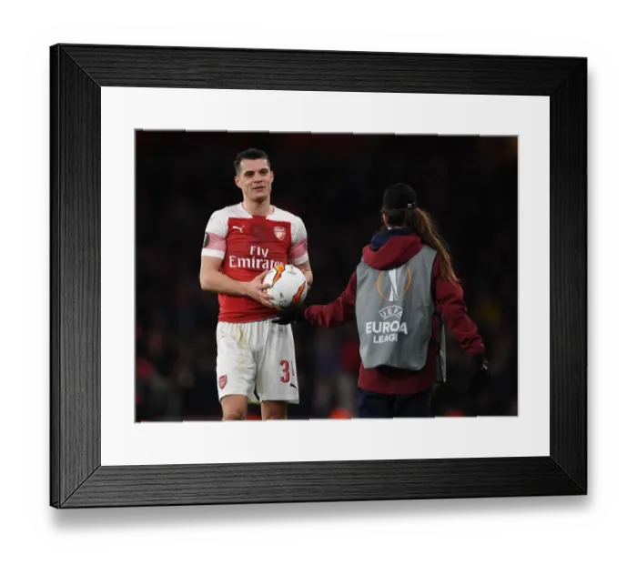 Framed Print : Granit Xhaka in Action: Arsenal vs Stade Rennais, UEFA Europa League 2019