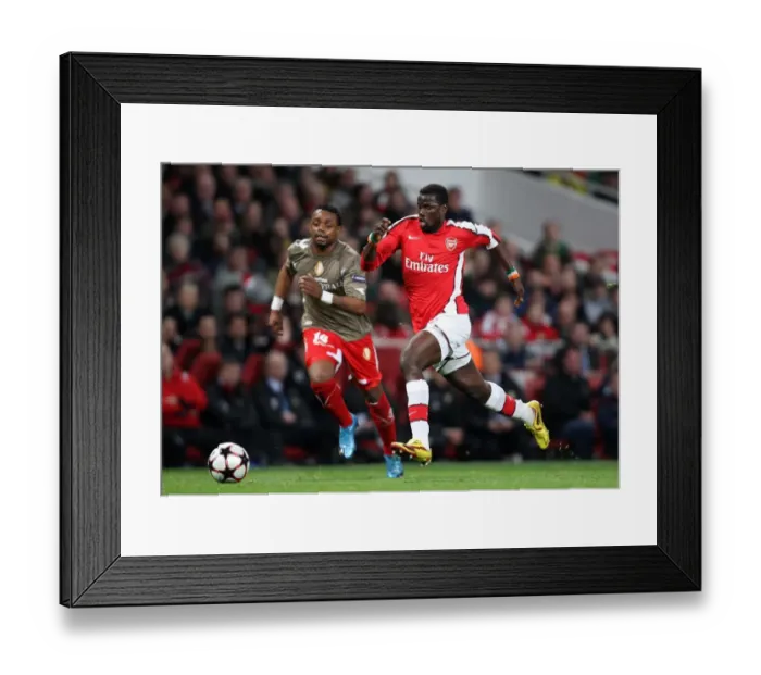 Framed Print : Emmanuel Eboue (Arsenal) Landry Mulemo (Liege)