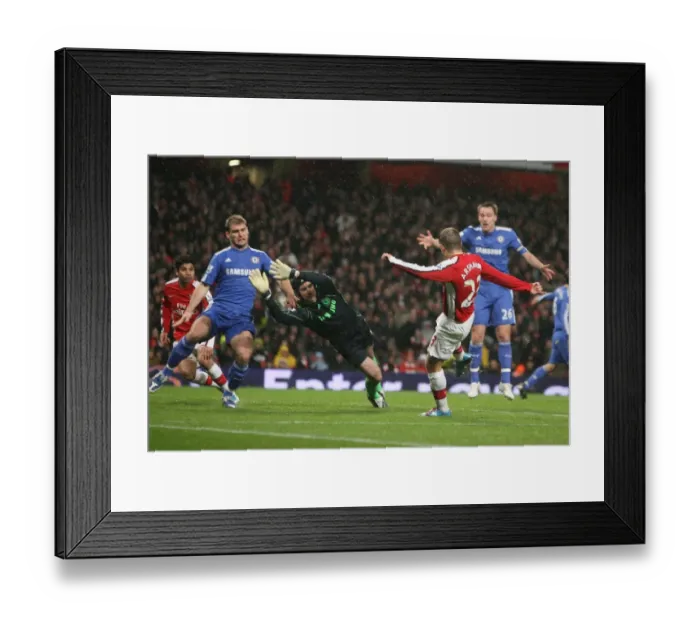 Framed Print : Andrey Arsahvin (Arsenal) shoots past Petr Cech but his goal is disallowed