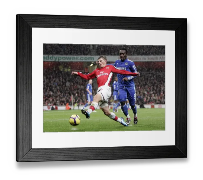 Framed Print : Andrey Arshavin (Arsenal) Michael Essien (Chelsea). Arsenal 0: 3 Chelsea